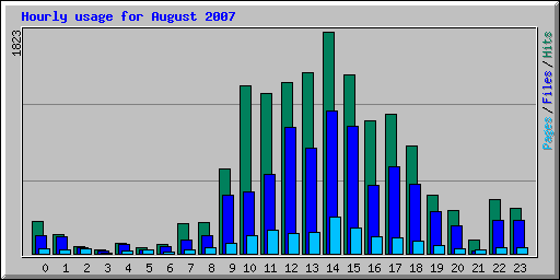 Hourly usage for August 2007